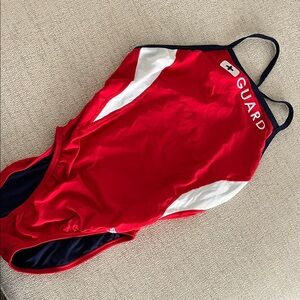 Speedo Red and Navy Guard Swimsuit